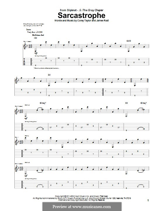 Sarcastrophe (Slipknot): For guitar with tab by Corey Taylor, James Root