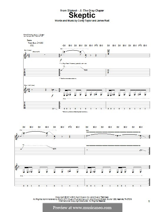 Skeptic (Slipknot): For guitar with tab by Corey Taylor, James Root