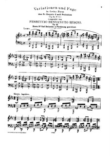 Variations and Fugue on a Prelude in C Minor by Chopin, BV 213 Op.22: For piano by Ferruccio Busoni