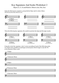 Key Signatures and Scales: Worksheet 2 by Yvonne Johnson