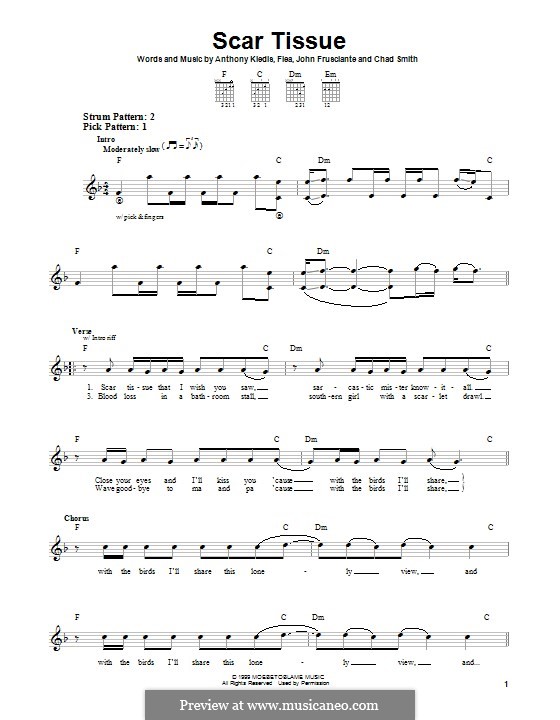 Scar Tissue (Red Hot Chili Peppers): For guitar with tab by Flea, Anthony Kiedis, Chad Smith, John Frusciante