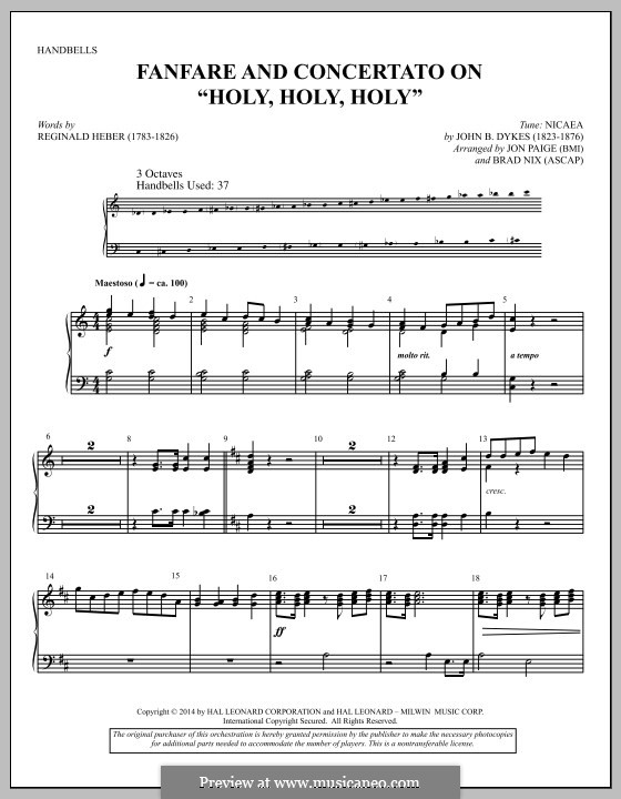 Holy, Holy, Holy! Lord God Almighty: For percussion by John Bacchus Dykes