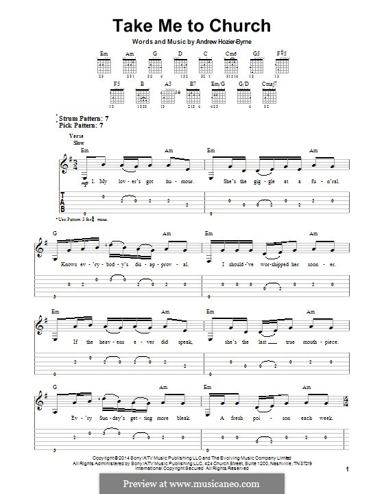 Take Me To Church: For guitar with tab by Andrew Hozier-Byrne