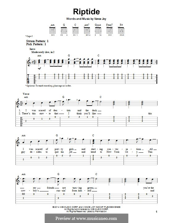 Riptide: For guitar with tab by Vance Joy