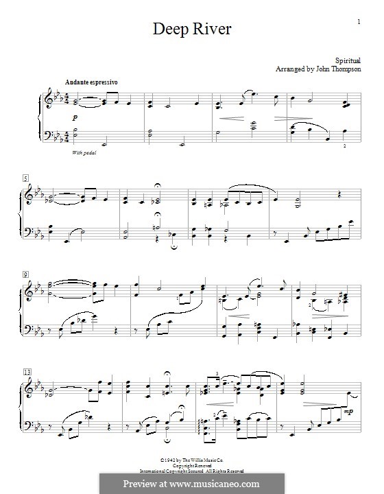 Deep River by folklore sheet music on MusicaNeo
