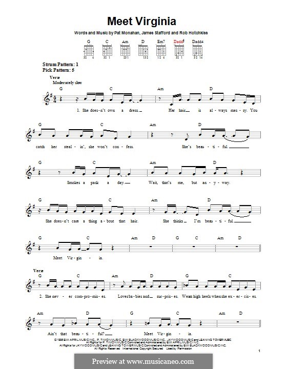 Meet Virginia (Train): For guitar with tab by Jimmy Stafford, Patrick Monahan, Rob Hotchkiss