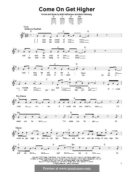 Come On Get Higher: For guitar with tab by Mark Weinberg