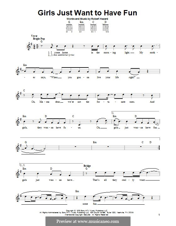 Girls Just Want to Have Fun: For guitar with tab by Robert Hazard