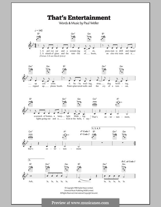 That's Entertainment (The Jam): For ukulele by Paul Weller