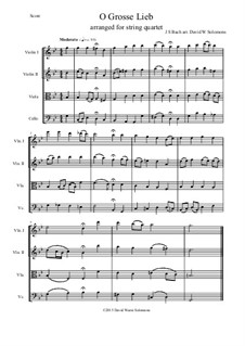 O Grosse Lieb: For string quartet by Johann Sebastian Bach