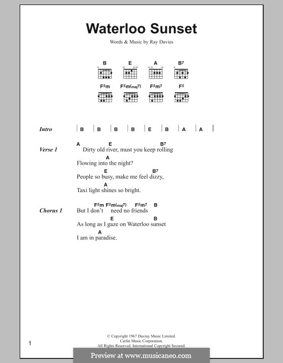 Waterloo Sunset: Lyrics and chords by Ray Davies