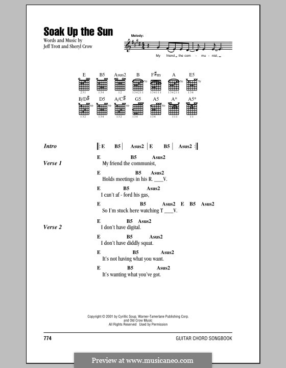 Soak Up the Sun: Lyrics and chords by Jeffrey Trott