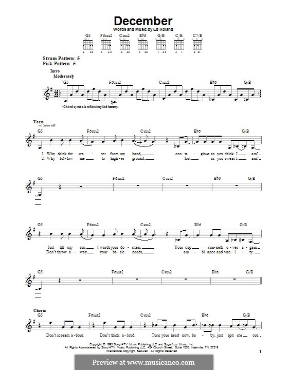 December (Collective Soul) by E. Roland - sheet music on MusicaNeo