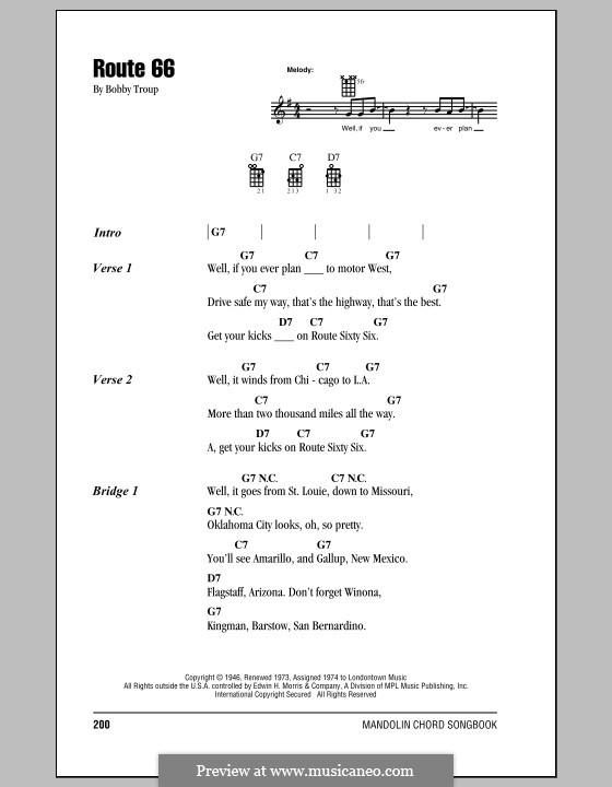 Route 66: For mandoline by Bobby Troup