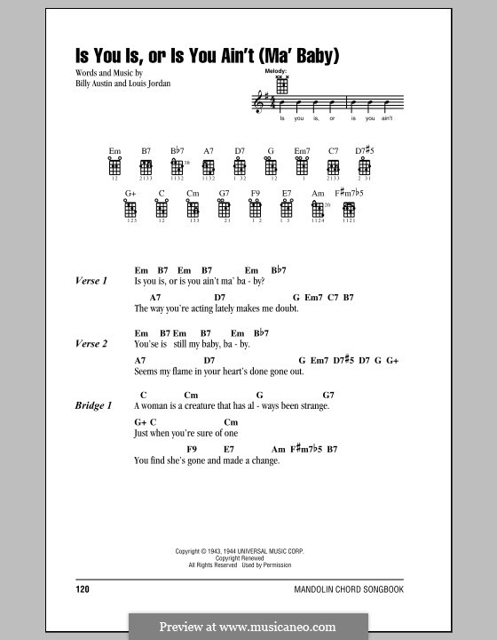 Is You Is or Is You Ain't My Baby?: For mandolin by Billy Austin, Louis Jordan