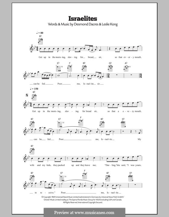 The Israelites (Desmond Dekker): For ukulele by Desmond Dacres, Leslie Kong