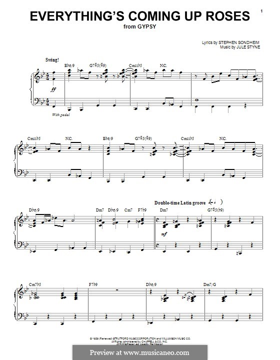 everythings coming up roses by j styne s sondheim on musicaneo roses piano sheet music