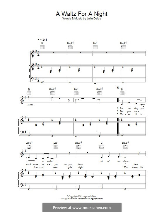 A Waltz for a Night by J. Delpy sheet music on MusicaNeo
