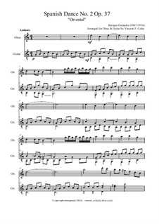 Two Spanish Dances, Op.37: Dance No.2. Arranged for oboe and classical guitar by Enrique Granados