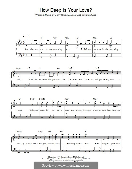 How Deep Is Your Love (The Bee Gees): For piano by Barry Gibb, Maurice Gibb, Robin Gibb