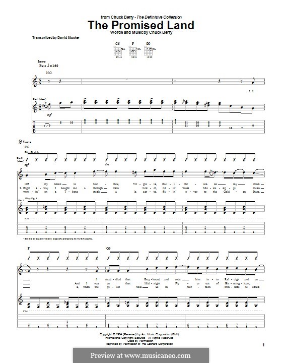The Promised Land (Elvis Presley): For guitar with tab by Chuck Berry