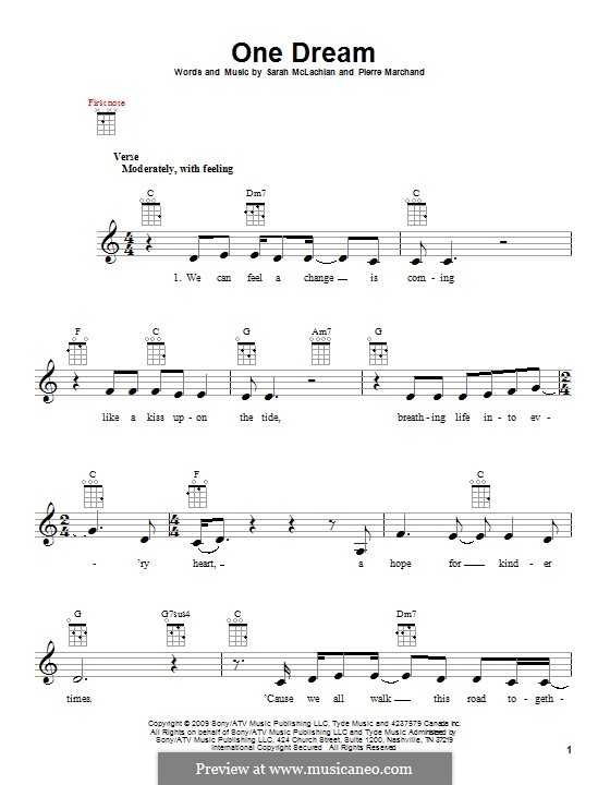 One Dream: For ukulele by Pierre Marchand