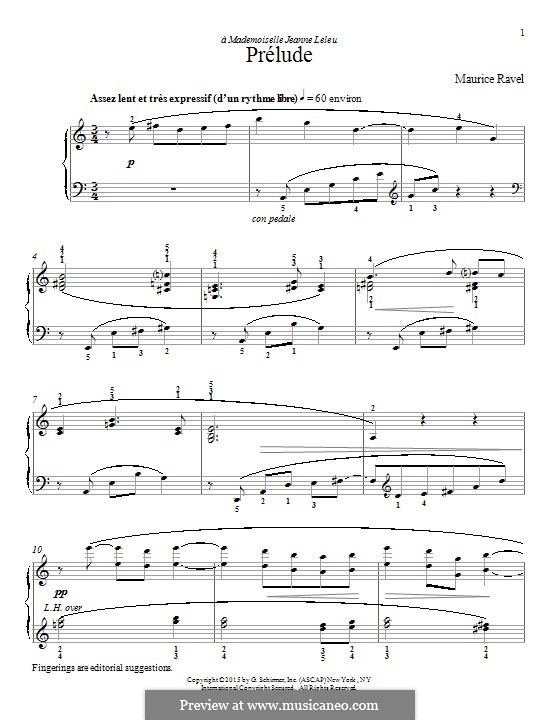 Prelude, M.65: For piano by Maurice Ravel