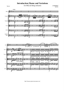 Introduction, Theme and Variations for Oboe and String oschestra, Op.102: Score and all parts by Johann Nepomuk Hummel