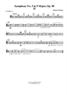 Movement II: Trombone in Tenor Clef 1 (Transposed Part) by Johannes Brahms