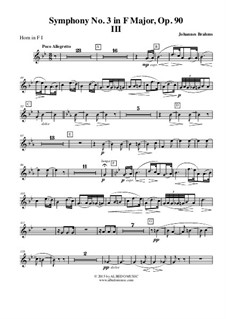 Movement III: Horn in F 1 (Transposed Part) by Johannes Brahms