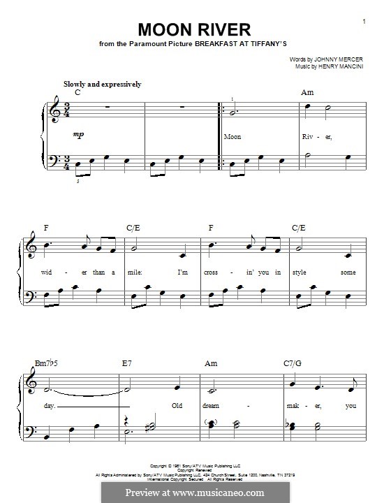 Piano version: With lyrics by Henry Mancini