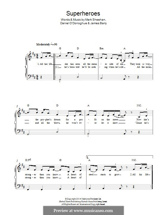 Superheroes (The Script): For piano by Danny O'Donoghue, Mark Sheehan, James Barry