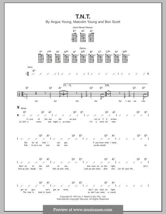 T.N.T. (AC/DC): For ukulele by Angus Young, Bon Scott, Malcolm Young