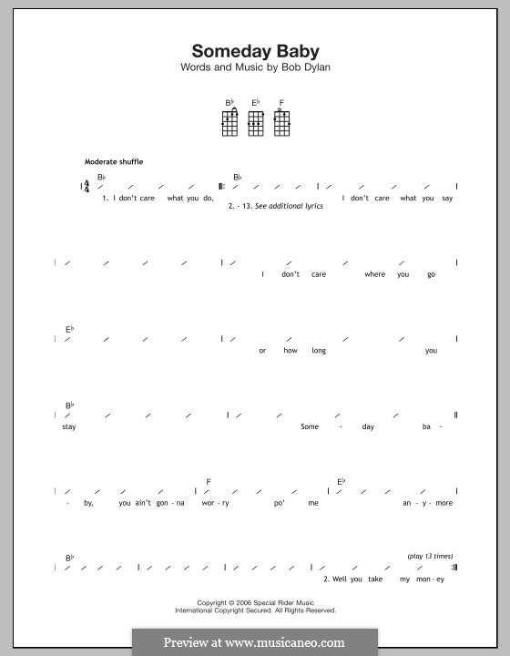 Someday Baby: For ukulele by Bob Dylan