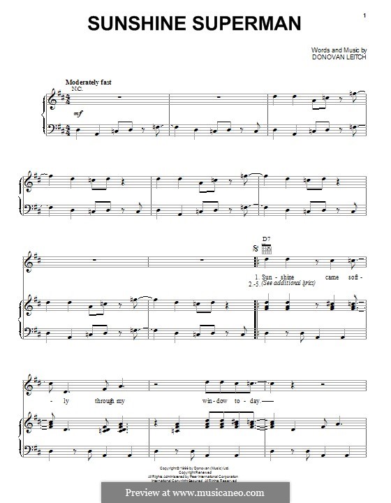 Sunshine Superman: For voice and piano (or guitar) by Donovan Leitch