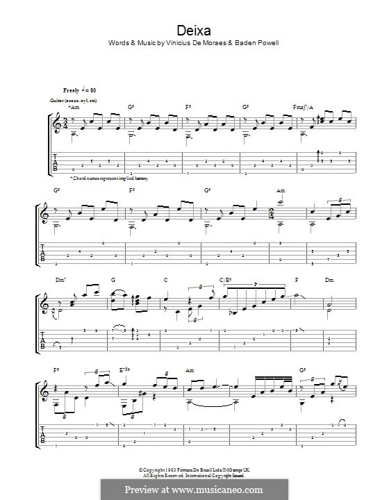 Deixa (Let Me): For guitar with tab by Baden Powell