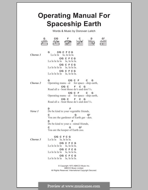 Operating Manual for Spaceship Earth: Lyrics and chords by Donovan Leitch