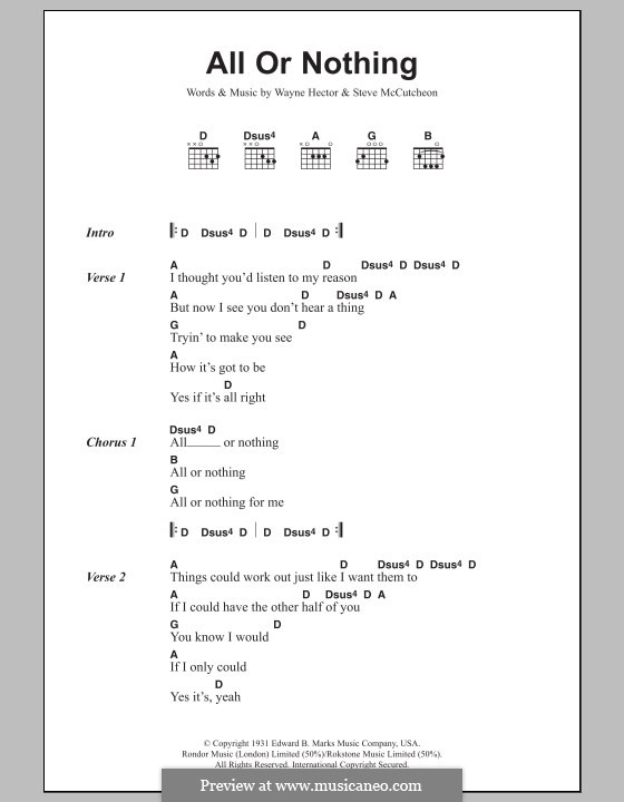 All or Nothing: Lyrics and chords by Steve Mac, Wayne Anthony Hector