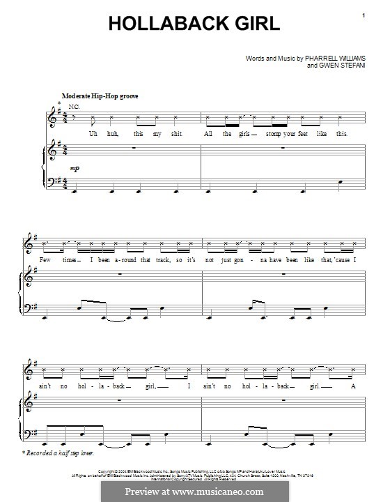 Hollaback Girl by G. Stefani, P. Williams sheet music on MusicaNeo