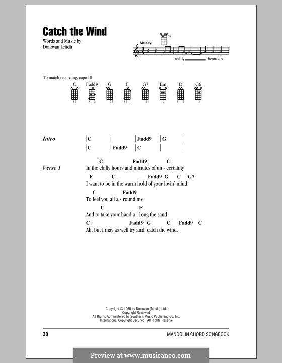Catch the Wind: For voice and piano (or guitar) by Donovan Leitch