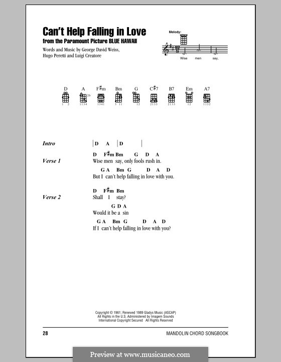 Vocal version: For voice and piano or guitar (Elvis Presley) by George David Weiss, Hugo Peretti, Luigi Creatore