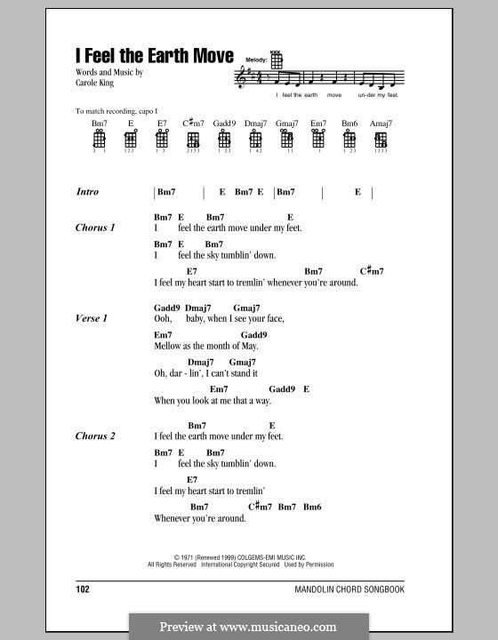 I Feel the Earth Move: For voice and piano (or guitar) by Carole King