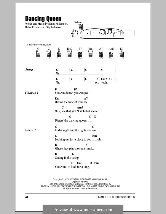 Vocal version: For voice and piano (or guitar) by Benny Andersson, Björn Ulvaeus, Stig Anderson