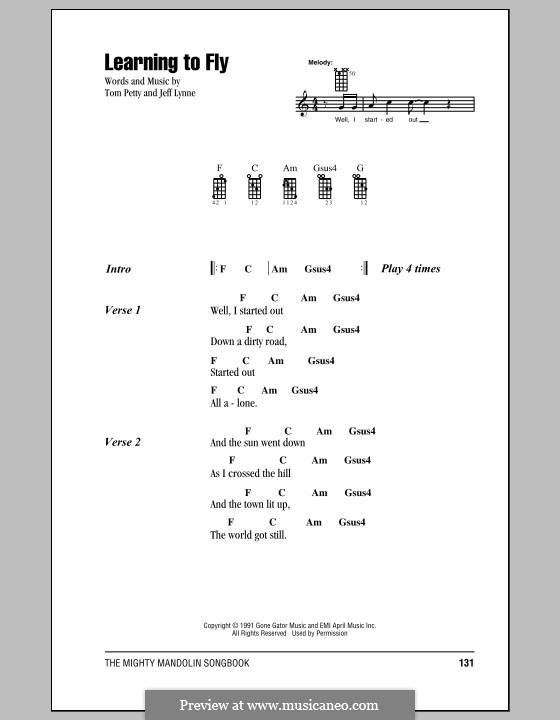 Learning to Fly (Tom Petty And The Heartbreakers): For voice and piano (or guitar) by Jeff Lynne