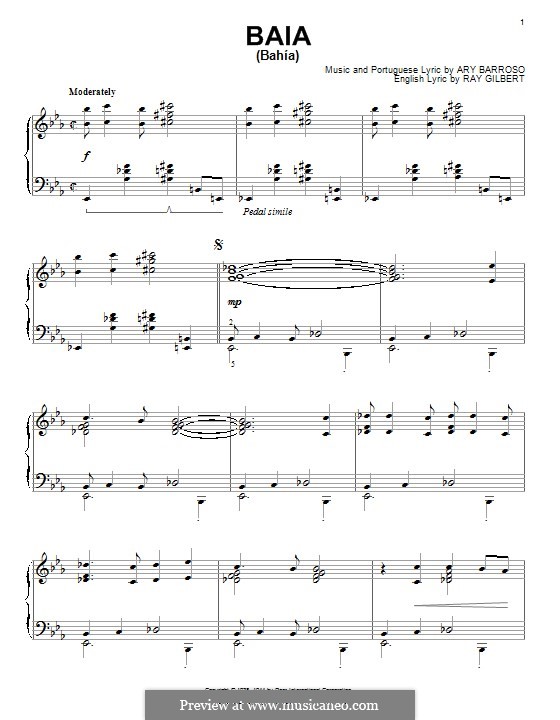 Baia: For piano by Ary Barroso