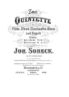 Quintet for Winds in E Flat Major, Op.11: Parts by Johann Sobeck