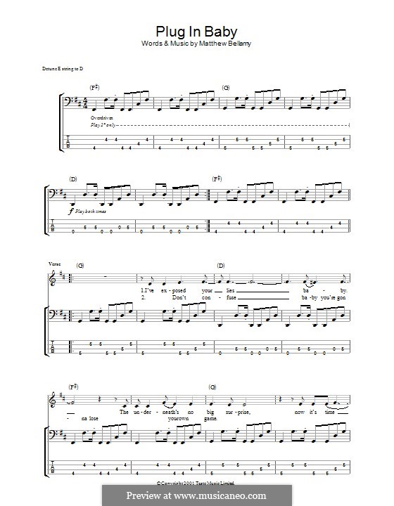 Plug in Baby (Muse): For bass guitar with tab by Matthew Bellamy