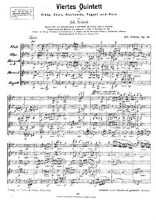 Quintet for Winds in B Flat Major, Op.23 No.4: Full score by Johann Sobeck