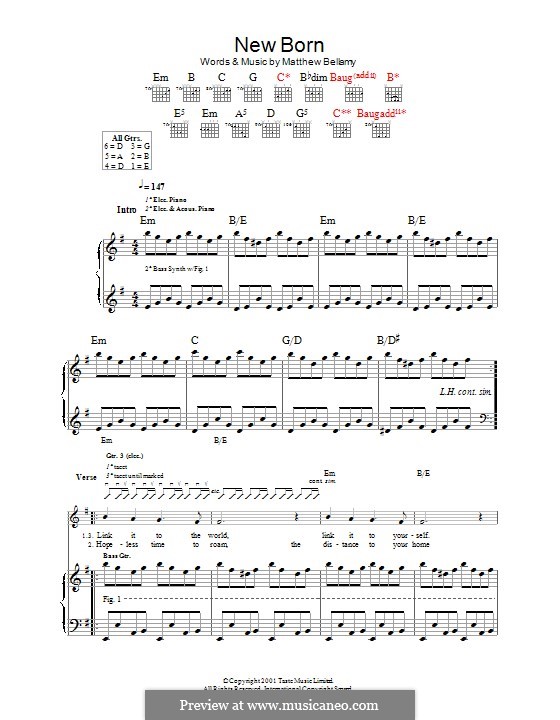 New Born (Muse): For guitar with tab by Matthew Bellamy