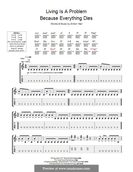 Living Is A Problem Because Everything Dies (Biffy Clyro): For guitar with tab by Simon Neil